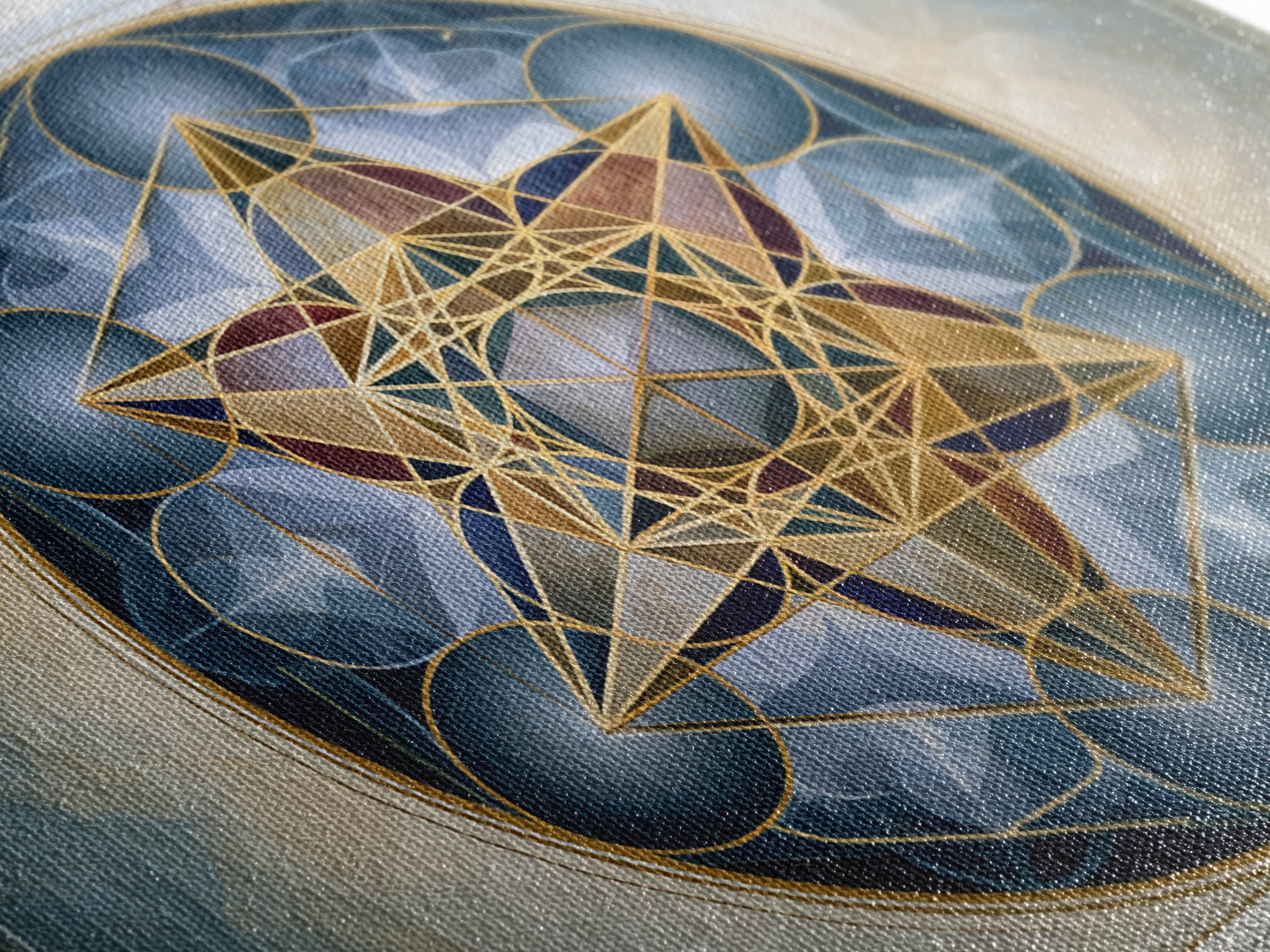 Metatron Cube with Celestial Background Framed Canvas Print, Sacred Geometry Art, Digital Art, Living Room Decor, Oil Painting, SGA-3x2-55