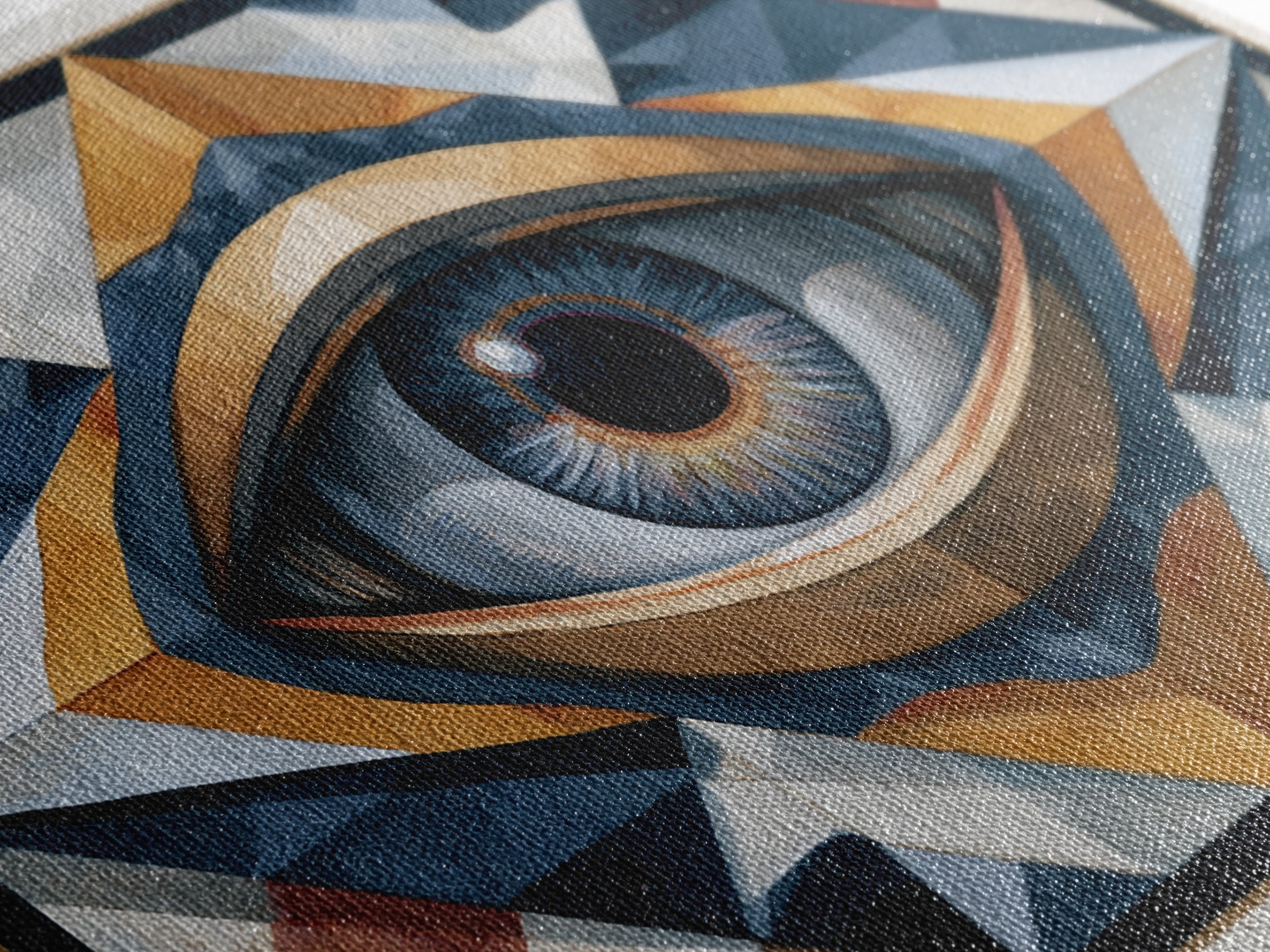 Cosmic Eye Inside Geometric Frame Framed Canvas Print, Sacred Geometry Art, Living Room Decor, Abstract Art, Geometry, SGA-3x2-95