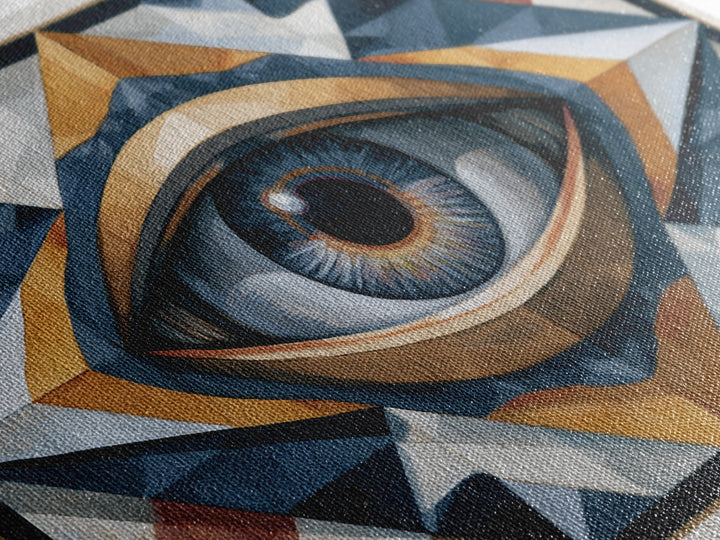 Cosmic Eye Inside Geometric Frame Framed Canvas Print, Sacred Geometry Art, Living Room Decor, Abstract Art, Geometry, SGA-3x2-95