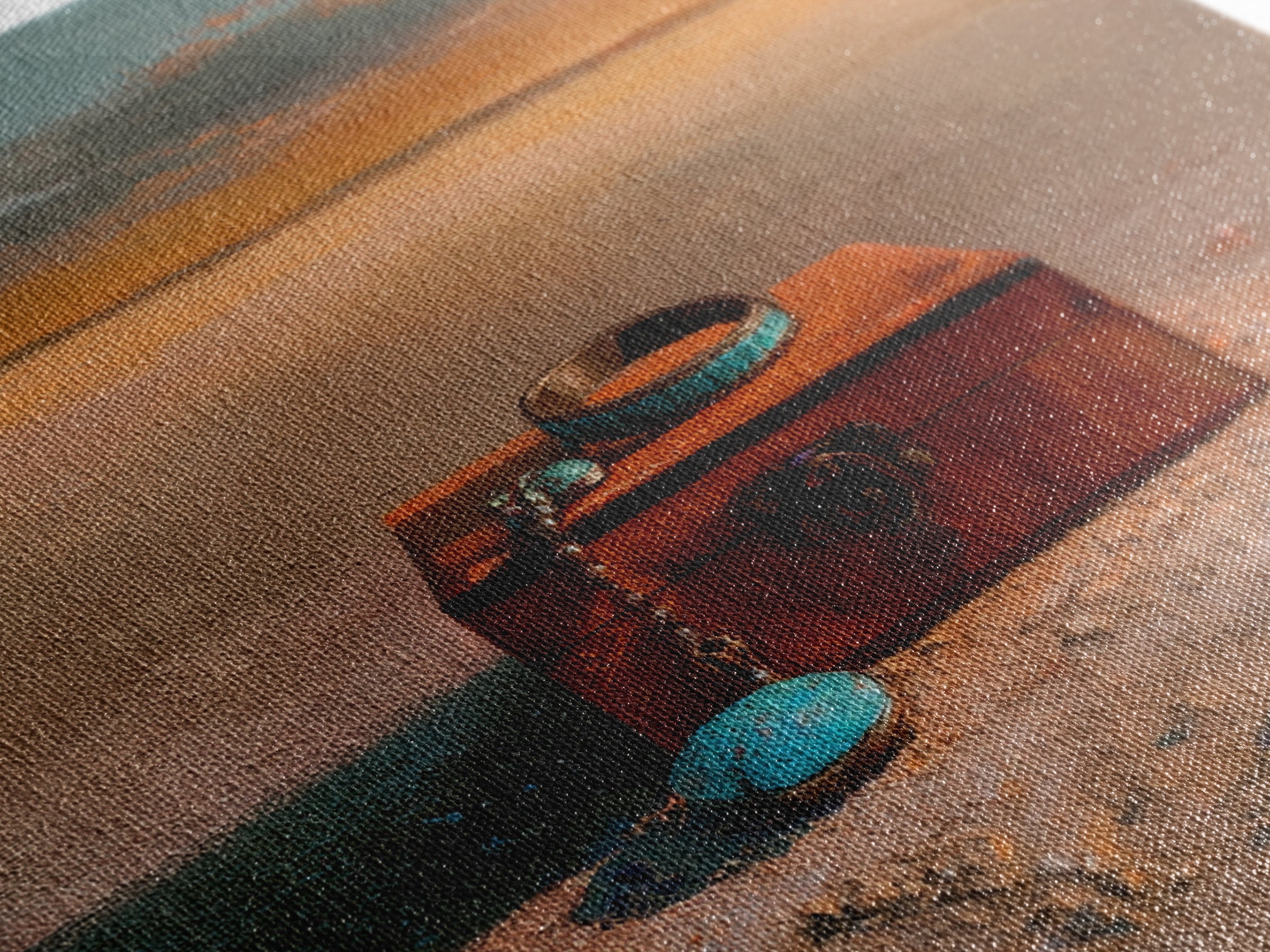 Turquoise Jewelry and Leather Still Life Canvas Print, Southwestern Art, Gallery Decor, Southwestern Decor, Fine Art, Mesa, SOU-1x1-59