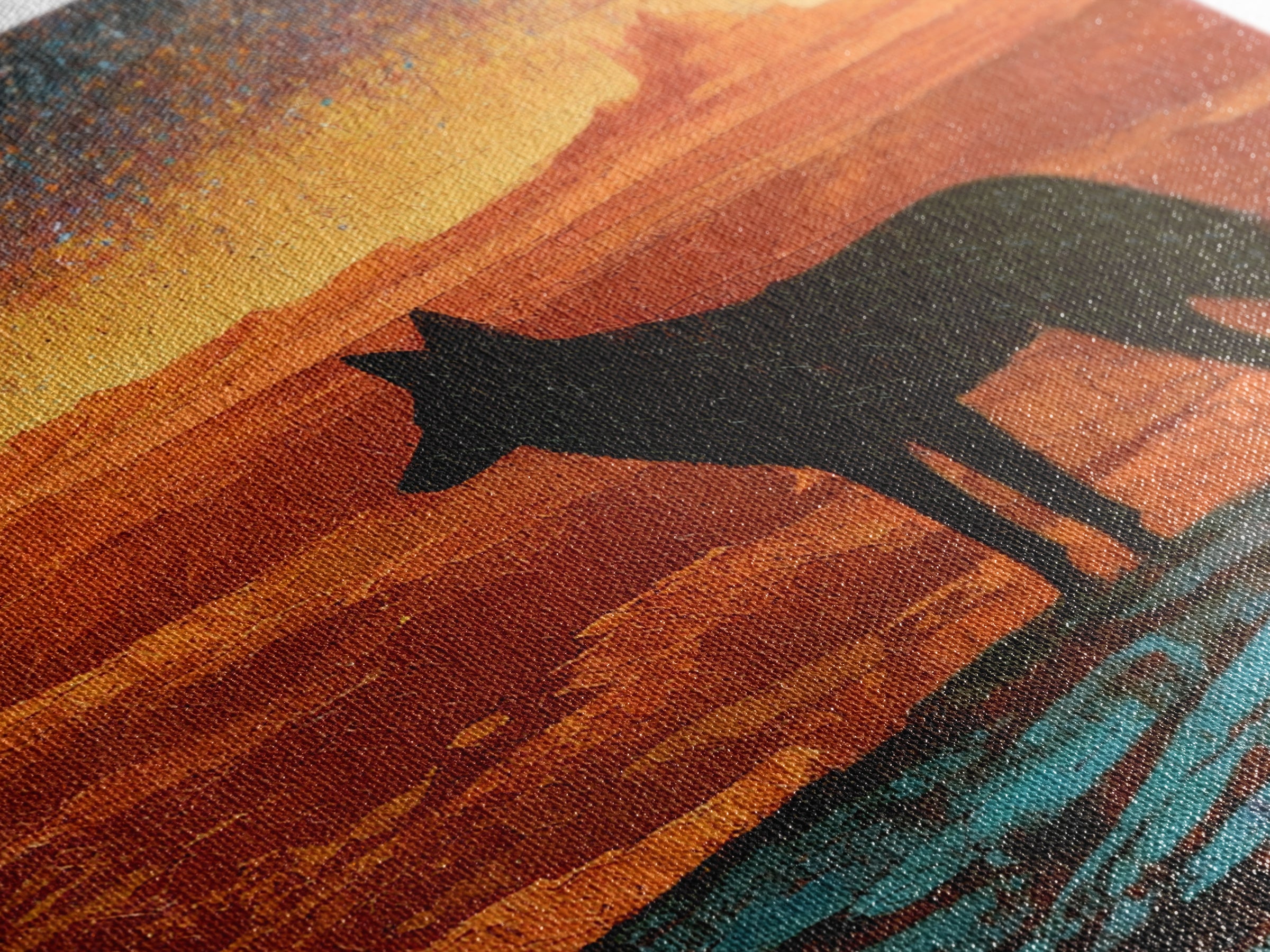 Coyote Silhouette Beneath Starry Sky Canvas Print, Southwestern Art, Art Print, Southwestern Decor, Watercolor Art, Mesa, SOU-1x1-87