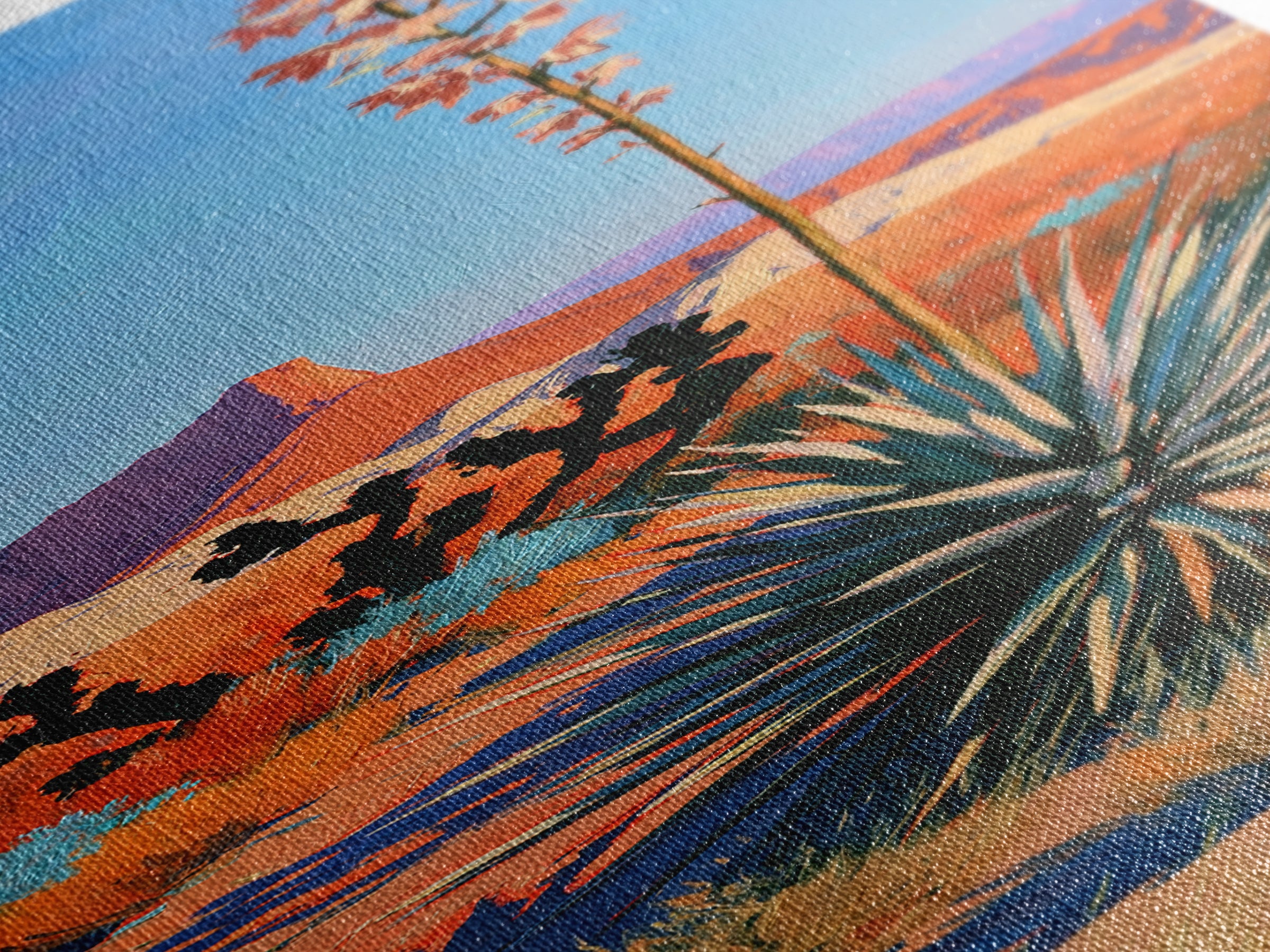 Yucca Blooms Against Clear Blue Sky Canvas Print, Southwestern Art, Western Decor, Southwestern Decor, Fine Art, Mesa, SOU-1x3-56