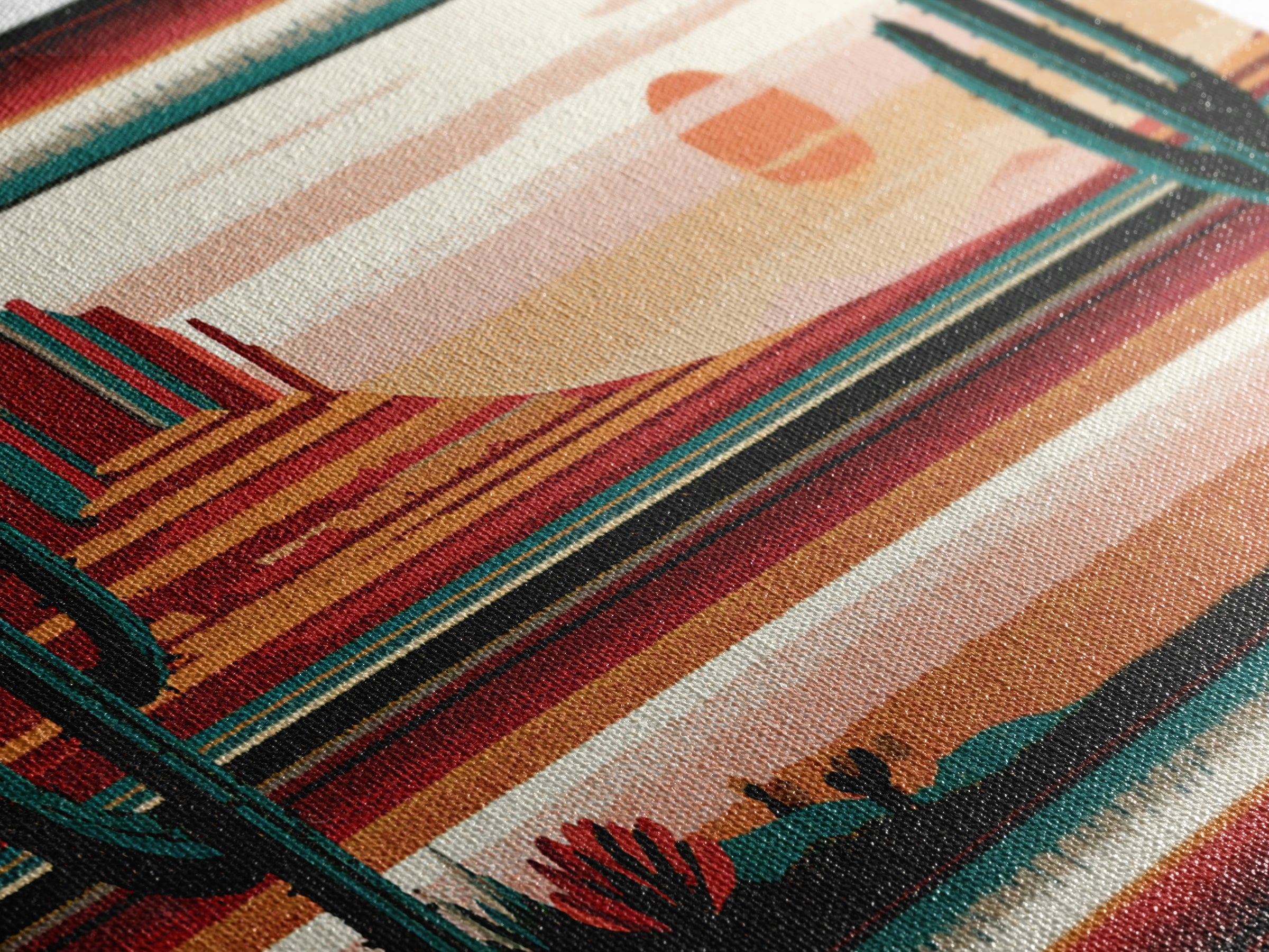 Navajo Geometric Pattern Canvas Print, Southwestern Art, Painting, Southwestern Decor, Abstract Art, Mesa, Tapestry Wall Art, SOU-2x1-48