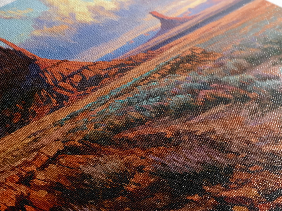Desert Mesas in Terracotta and Turquoise Canvas Print, Southwestern Art, Western Wall Art, Southwestern Decor, Fine Art, Mesa, SOU-2x1-69