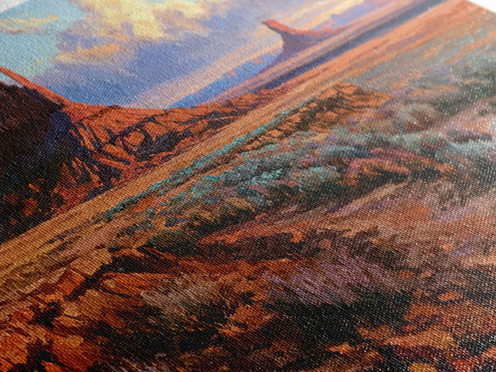 Desert Mesas in Terracotta and Turquoise Canvas Print, Southwestern Art, Western Wall Art, Southwestern Decor, Fine Art, Mesa, SOU-2x1-69