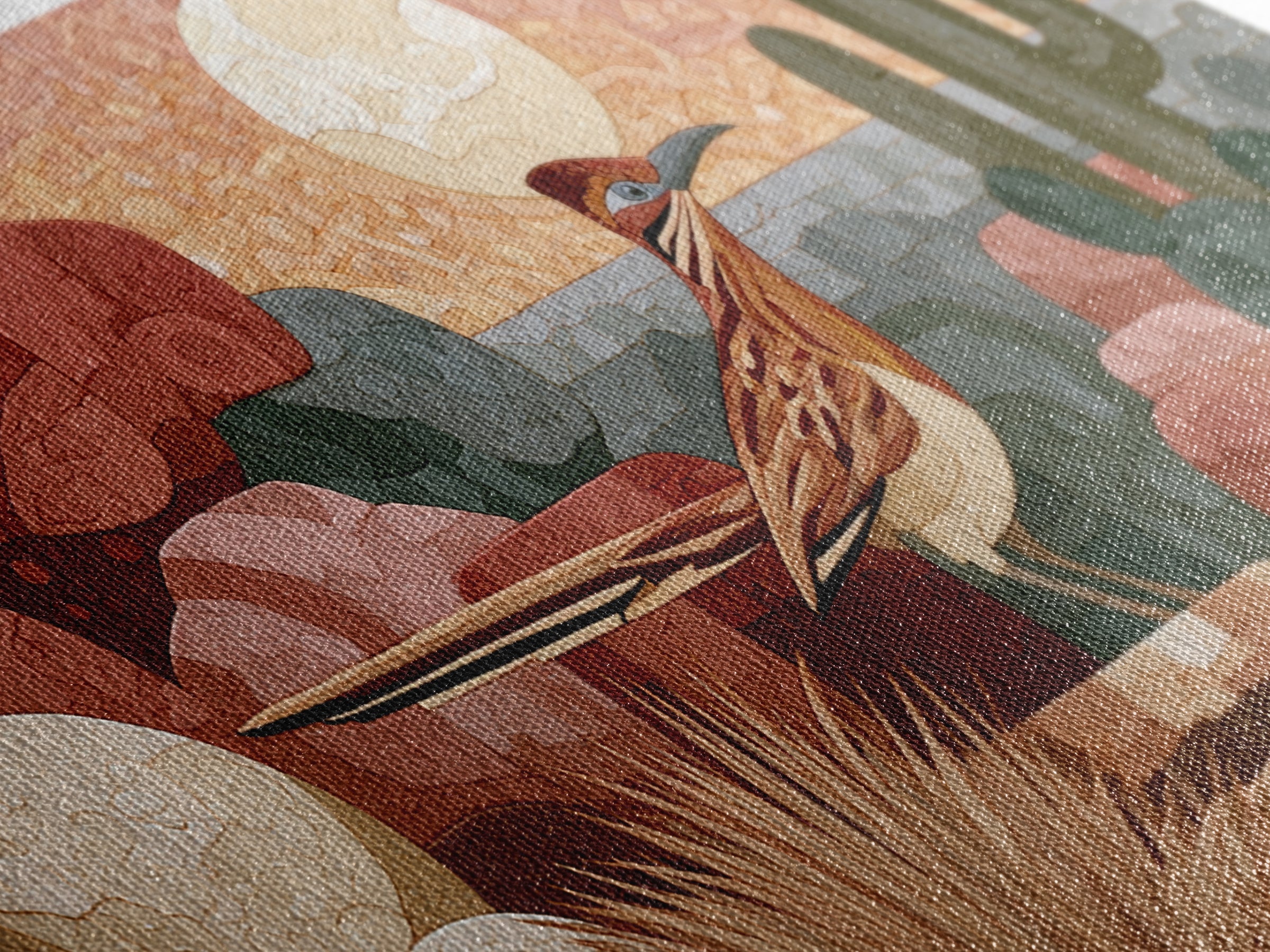 Roadrunner under a Pale Desert Moon Canvas Print, Southwestern Art, Western Decor, Southwestern Decor, Fine Art, Mesa, SOU-2x1-76