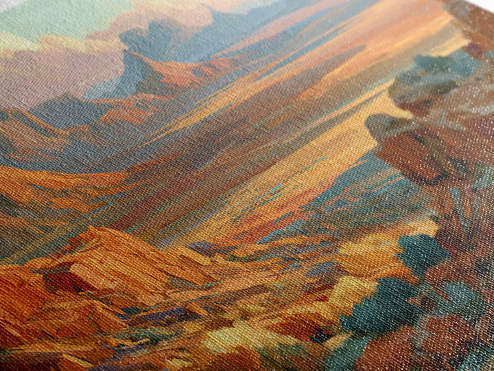 Desert Mesas in Terracotta and Turquoise Canvas Print, Southwestern Art, Western Wall Art, Southwestern Decor, Fine Art, Mesa, SOU-2x1-93