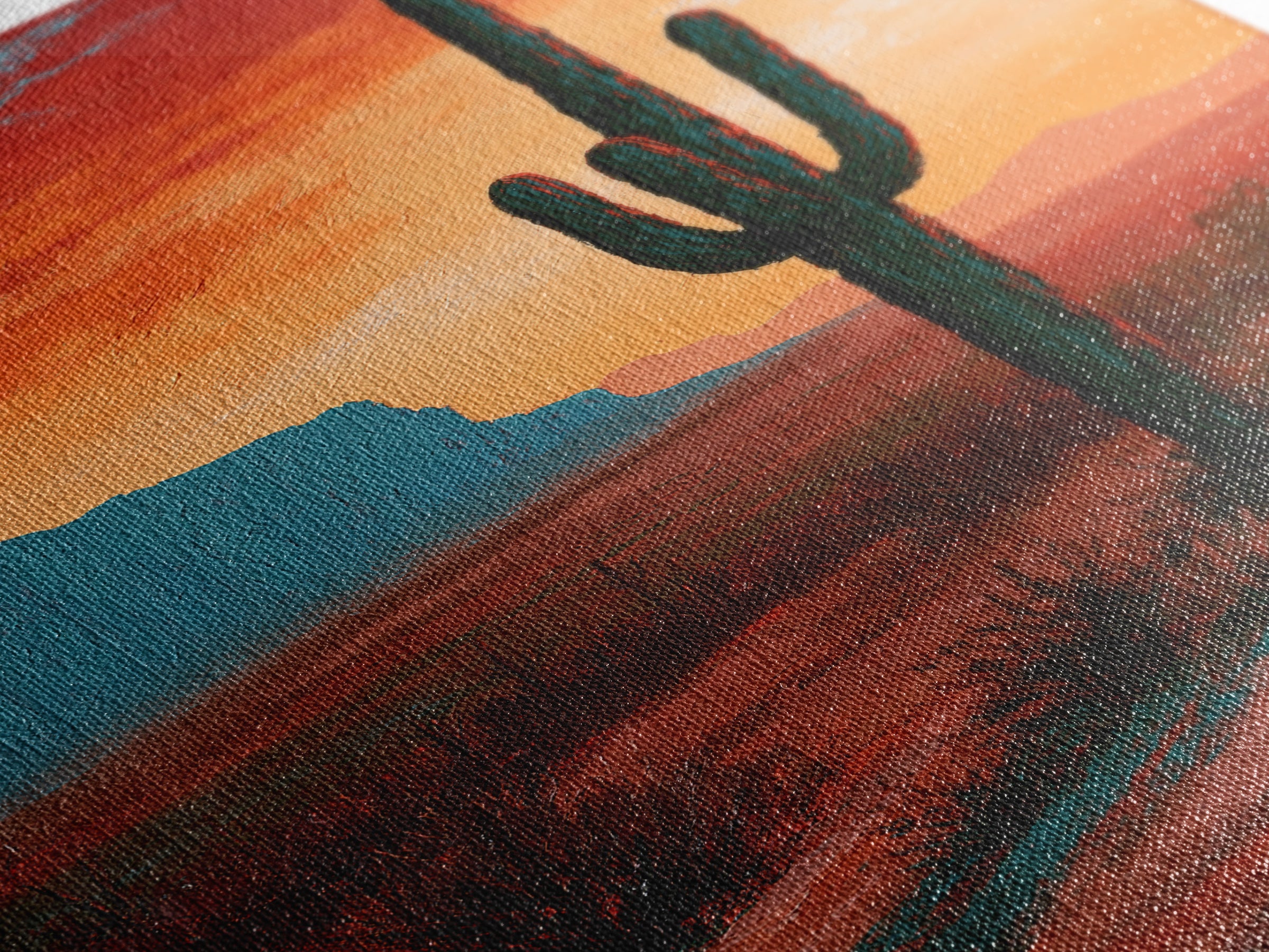 Saguaro Cactus under Enormous Sunset Canvas Print, Southwestern Art, Contemporary Art, Southwestern Decor, Fine Art, Mesa, SOU-2x3-10