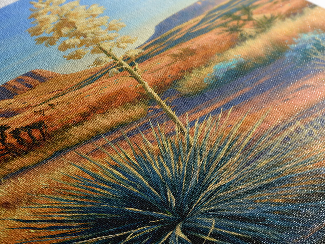 Yucca Blooms Against Clear Blue Sky Framed Canvas Print, Southwestern Art, Printable Wall Art, Southwestern Decor, Mesa, SOU-2x3-100