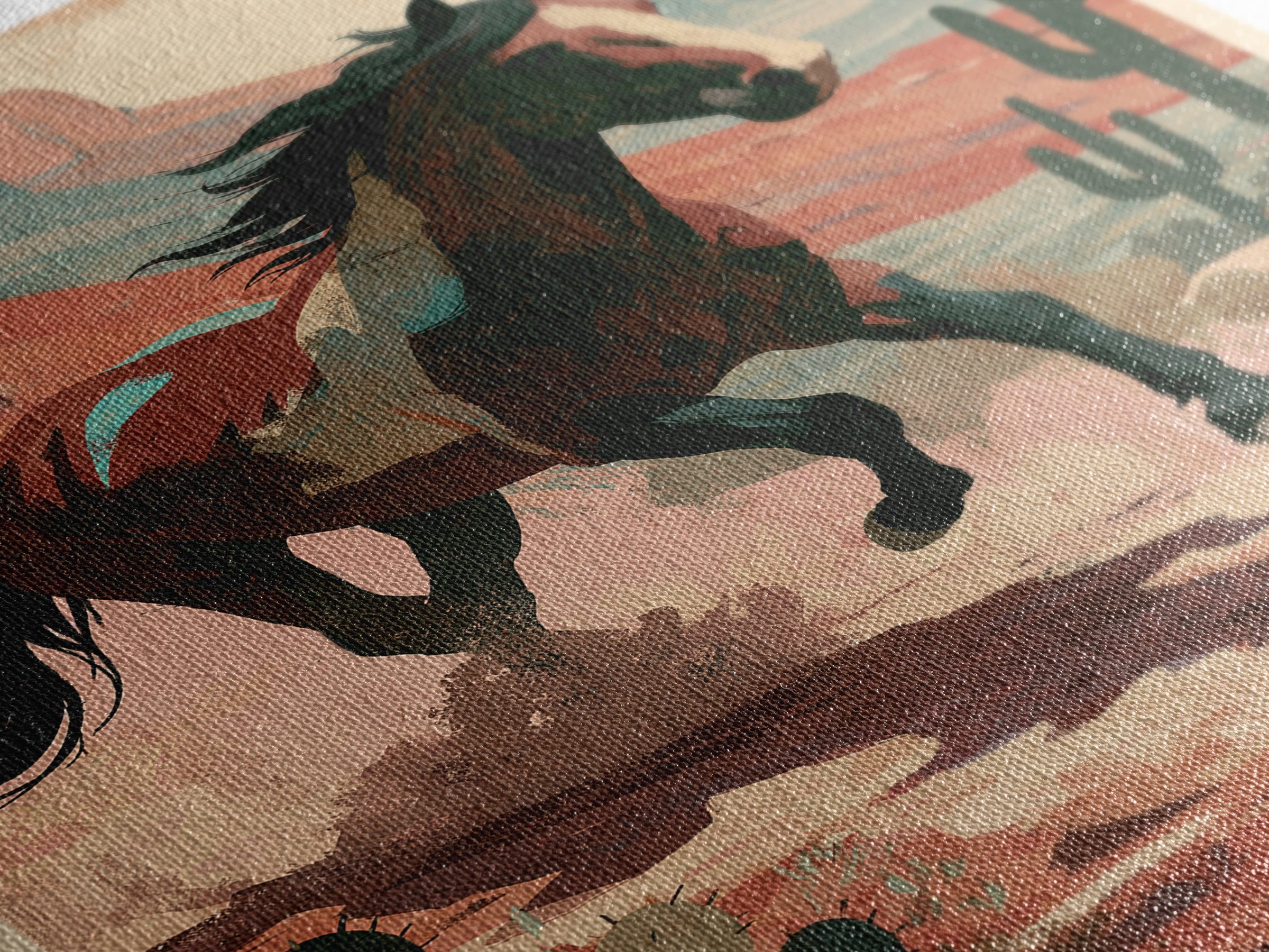 Wild Mustang Running Through Dusty Canyon Canvas Print, Southwestern Art, Wall Art, Southwestern Decor, Fine Art, Mesa, SOU-2x3-14
