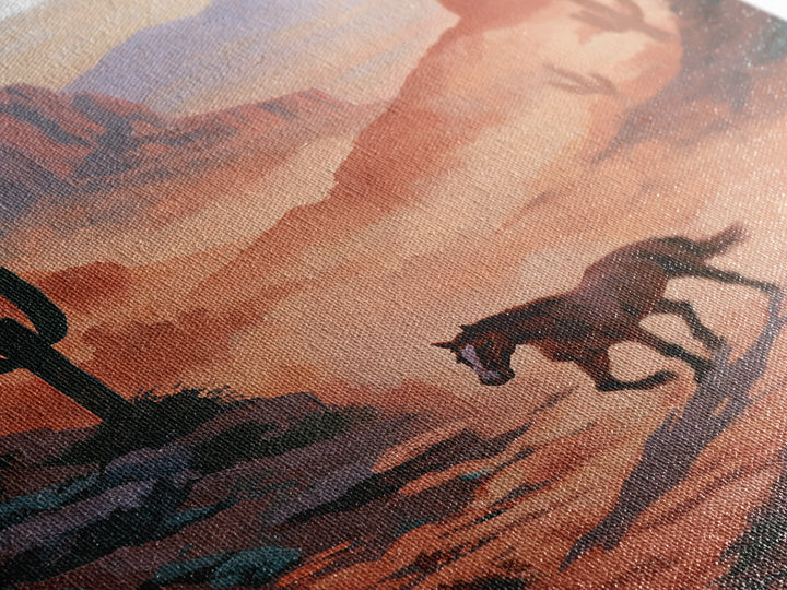 Wild Mustang Running Through Dusty Canyon Canvas Print, Southwestern Art, Printable Art, Southwestern Decor, Fine Art, Mesa, SOU-2x3-62