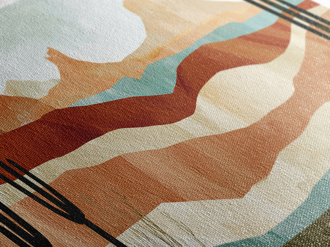 Abstract Canyon Layers Framed Canvas Print, Southwestern Art, Tapestry Wall Art, Southwestern Decor, Oil Painting, Mesa, SOU-3x1-82