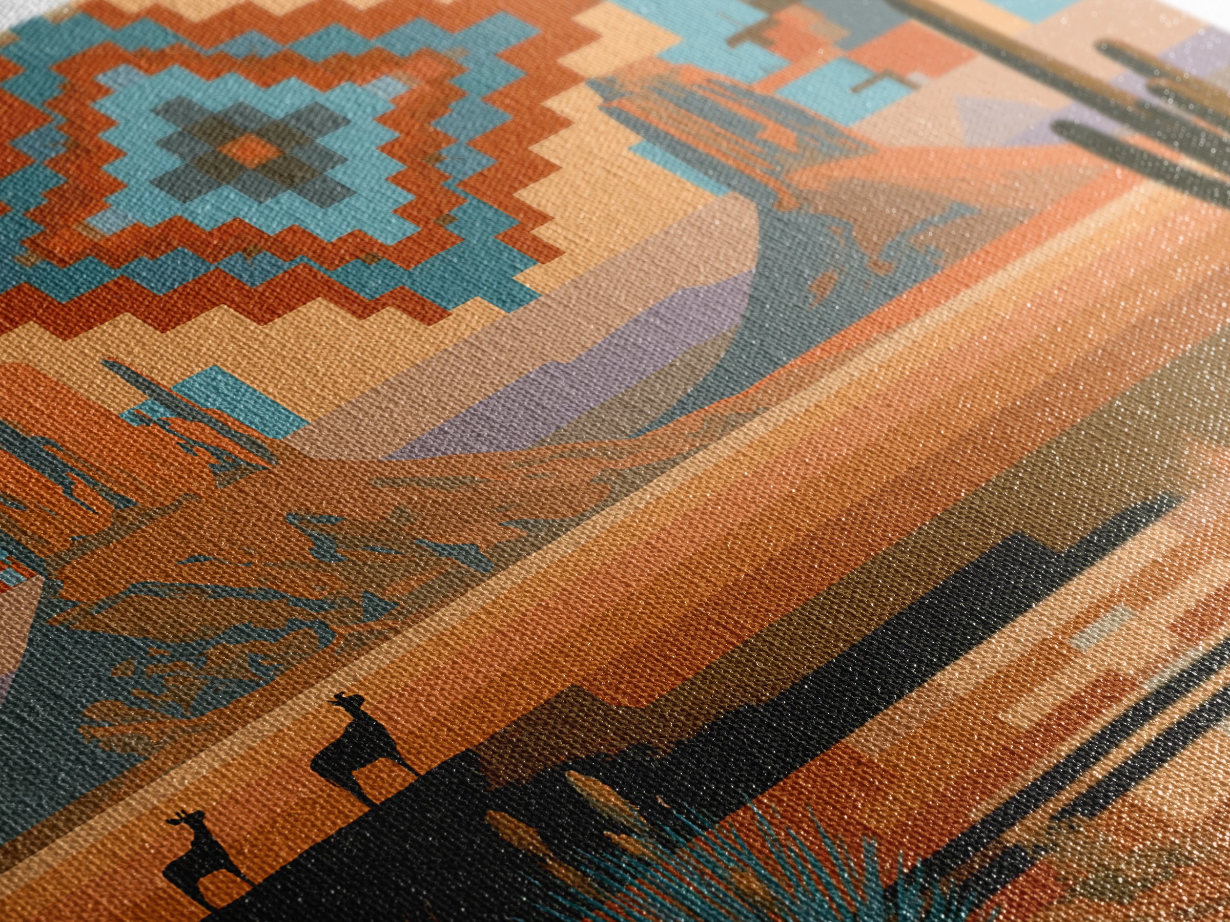 Navajo Geometric Pattern Canvas Print, Southwestern Art, Western Art, Southwestern Decor, Fine Art, Mesa, Textured Painting, SOU-3x2-32
