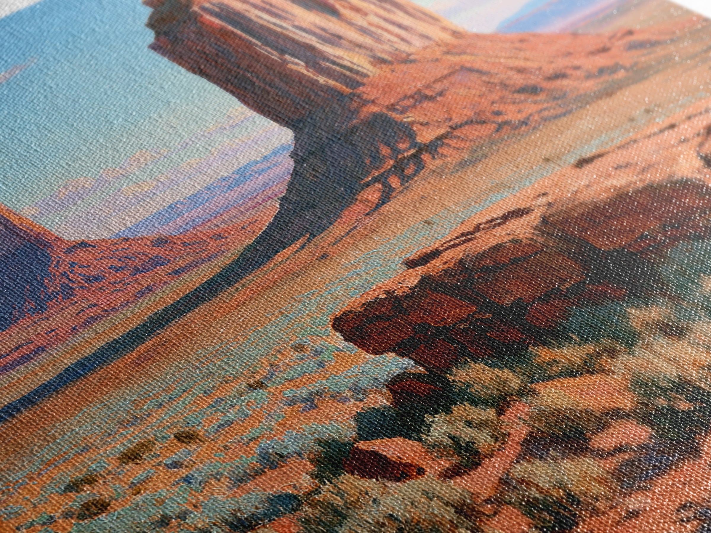 Desert Mesas in Terracotta and Turquoise Canvas Print, Southwestern Art, Modern Decor, Southwestern Decor, Fine Art, Mesa, SOU-3x2-53