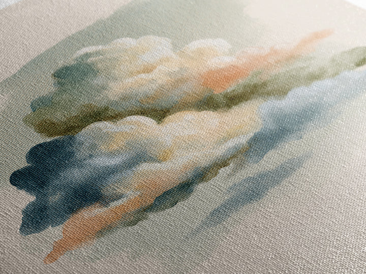 Soft Cloudscape in Cream and Sage Canvas Print, Spa Art, Wildlife Wall Art, Spa Decor, Watercolor Art, Serenity, SPA-1x1-13