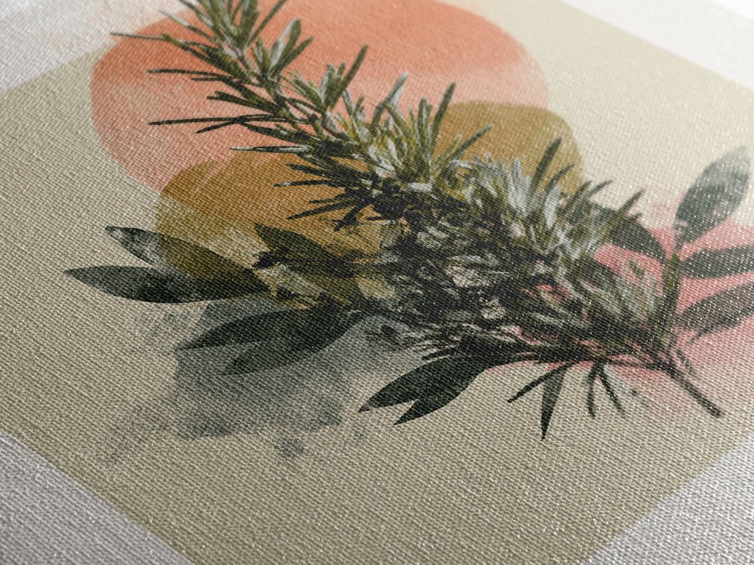 Botanical Herbal Arrangement Framed Canvas Print, Spa Art, Gallery Decor, Spa Decor, Fine Art, Serenity, Wall Art, Home Decor, SPA-1x1-38