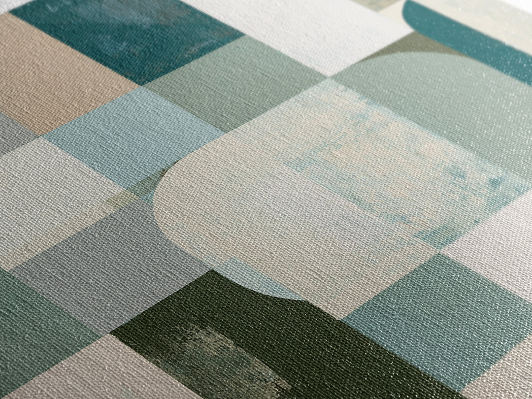 Sage and Ivory Geometric Calm Composition Canvas Print, Spa Art, Luxury Decor, Spa Decor, Abstract Art, Serenity, SPA-1x1-45
