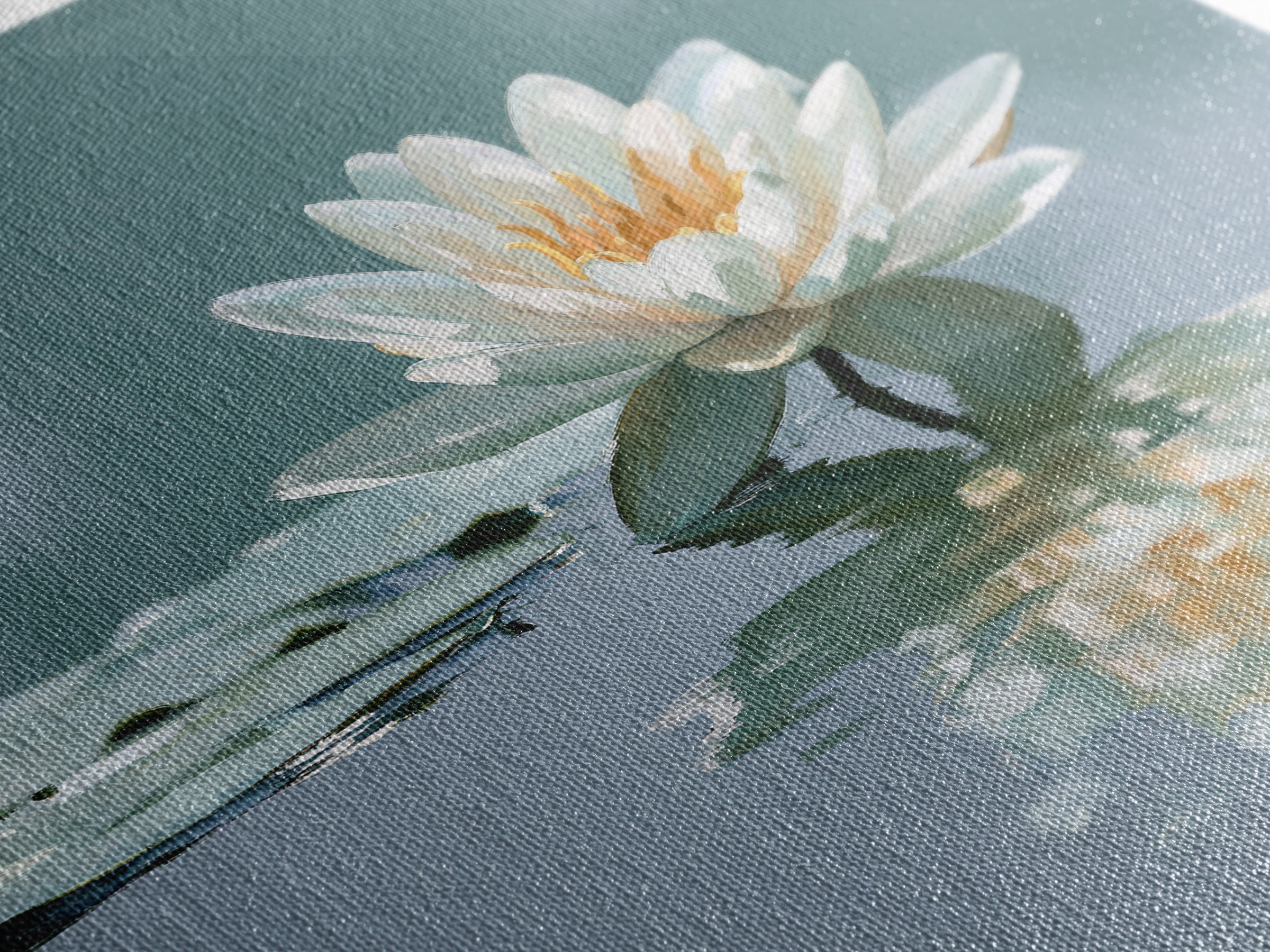 Lotus Flower Floating on Still Pond Framed Canvas Print, Spa Art, Animal Art, Spa Decor, Watercolor Art, Serenity, SPA-1x1-52
