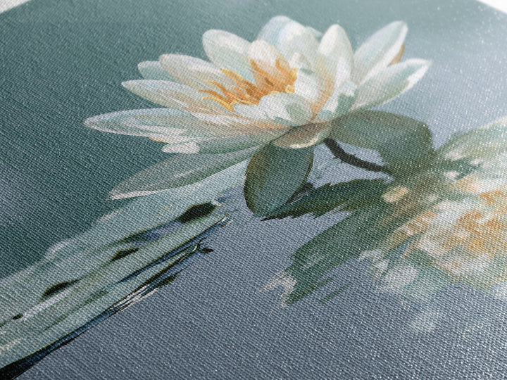 Lotus Flower Floating on Still Pond Framed Canvas Print, Spa Art, Animal Art, Spa Decor, Watercolor Art, Serenity, SPA-1x1-52
