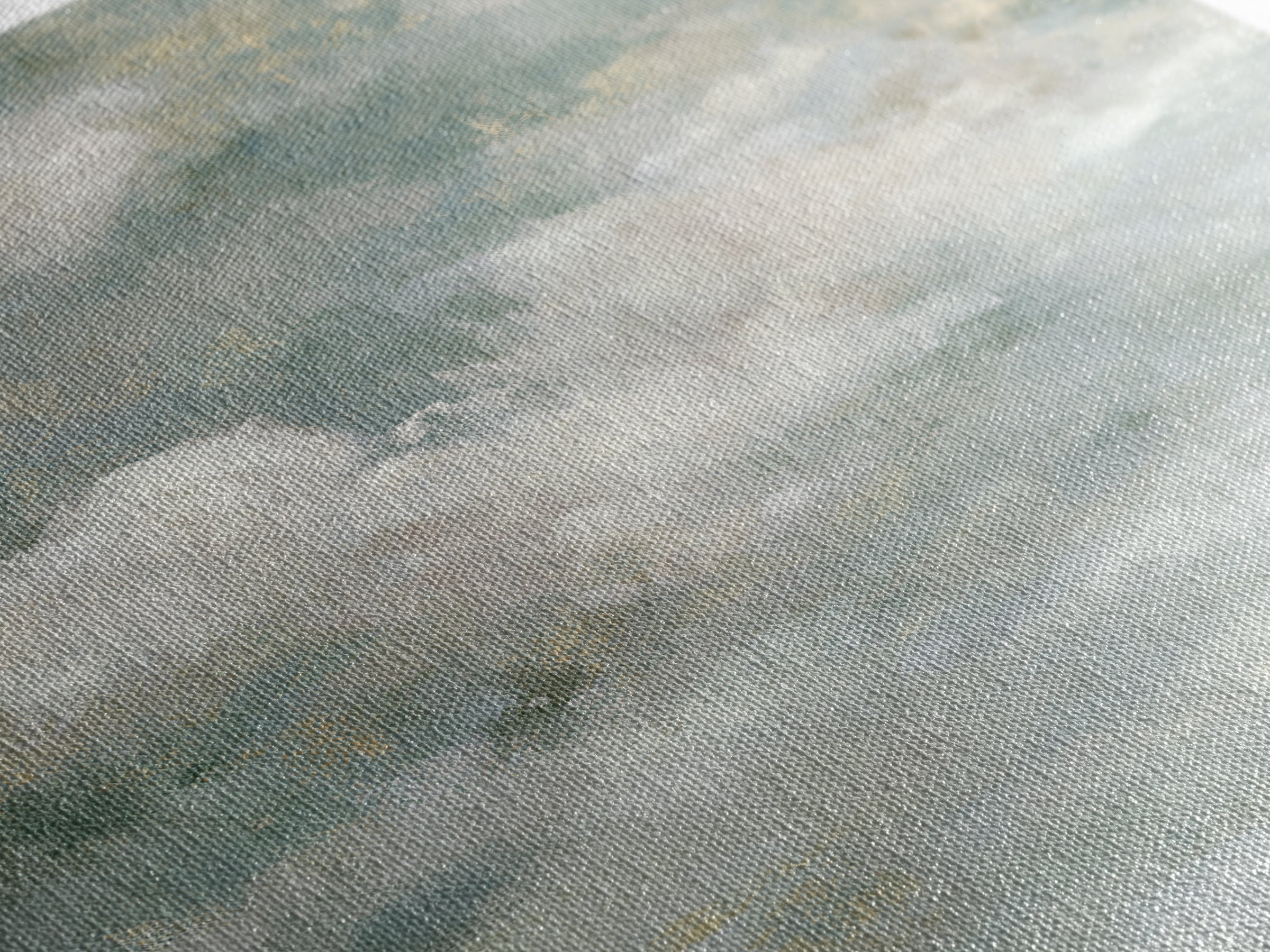 Soft Cloudscape in Cream and Sage Framed Canvas Print, Spa Art, Boho Decor, Spa Decor, Oil Painting, Serenity, Printable Art, SPA-1x1-61