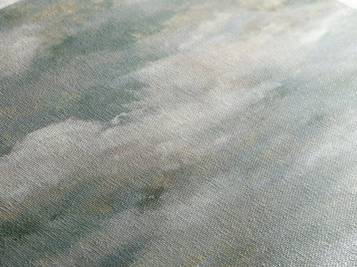 Soft Cloudscape in Cream and Sage Framed Canvas Print, Spa Art, Boho Decor, Spa Decor, Oil Painting, Serenity, Printable Art, SPA-1x1-61