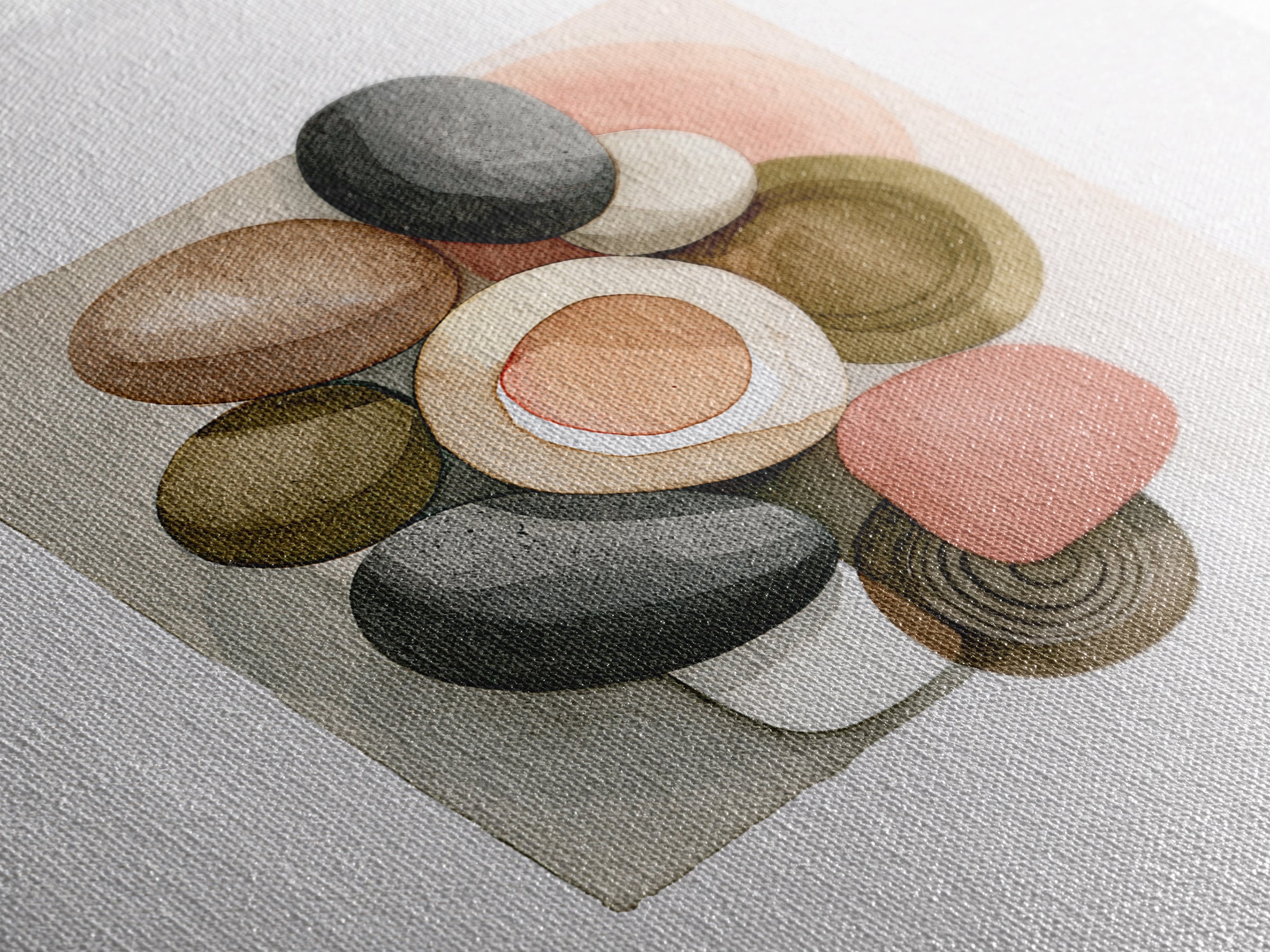 Pebble Texture Abstract Framed Canvas Print, Spa Art, Neutral Decor, Spa Decor, Fine Art, Serenity, Home Decor, Wall Decor, SPA-1x1-63
