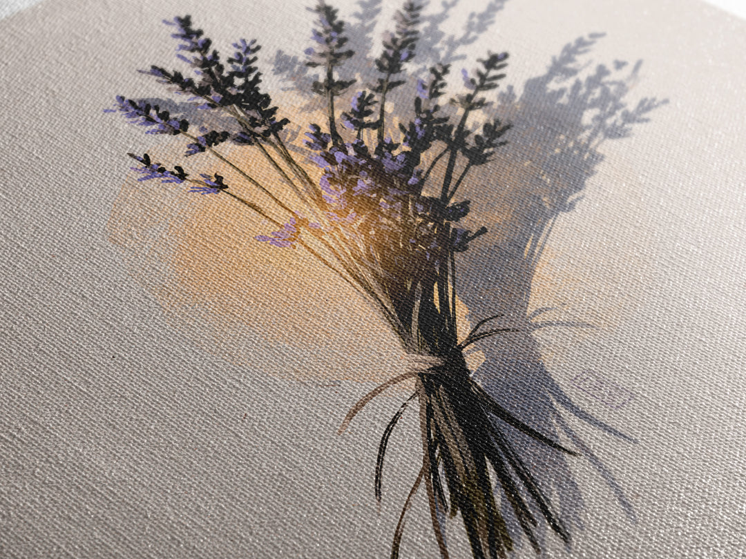 Lavender Bundle with Soft Shadow Framed Canvas Print, Spa Art, Spa, Spa Decor, Fine Art, Serenity, Teen Girl Room Decor, SPA-1x1-7