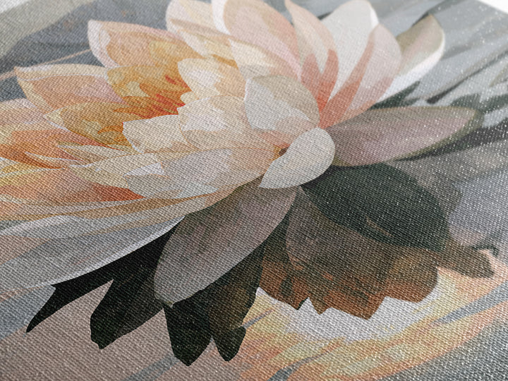 Lotus Flower Floating on Still Pond Canvas Print, Spa Art, Spa Wall Art, Spa Decor, Watercolor Art, Serenity, SPA-1x1-76