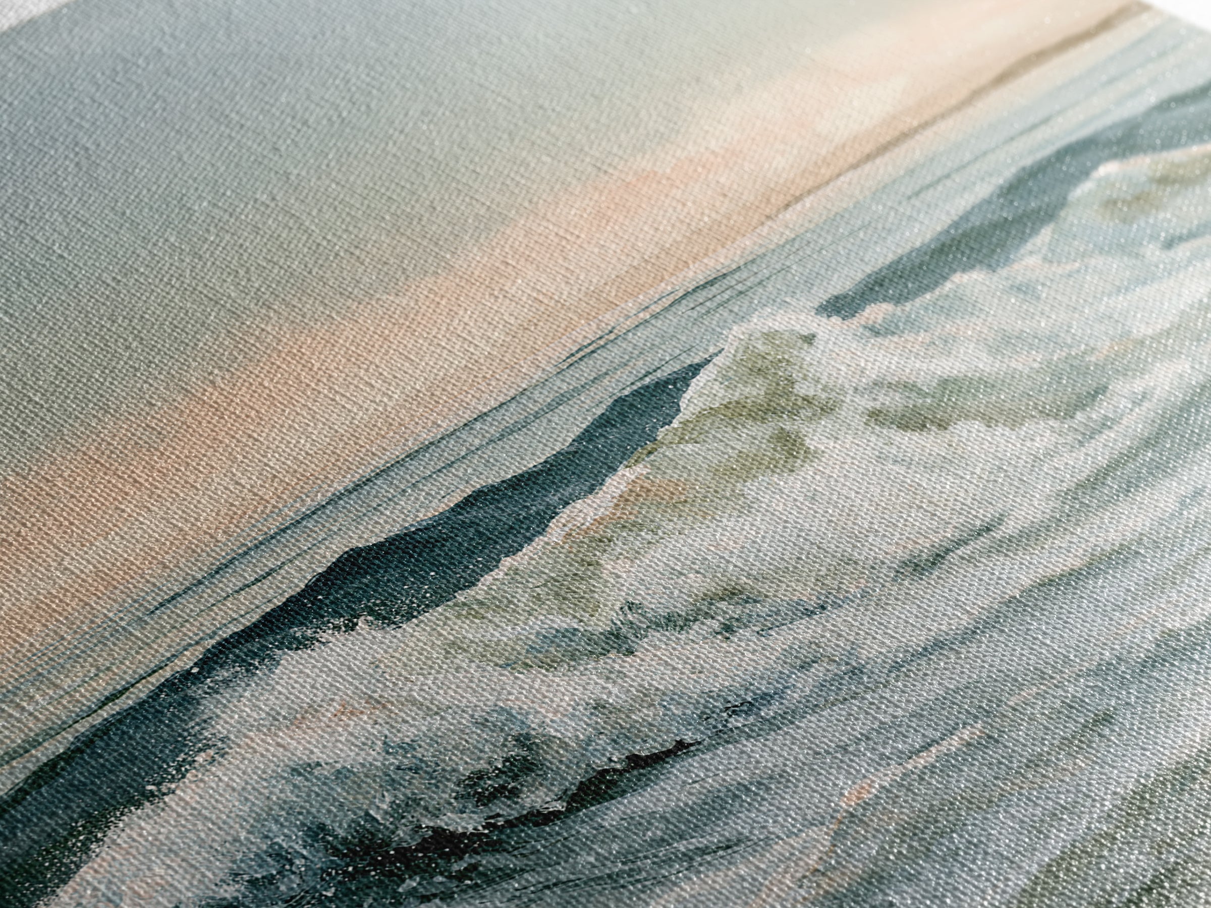 Coastal Horizon in Muted Spa Blues Canvas Print, Spa Art, Boho Decor, Spa Decor, Serenity, Printable Art, Wall Art Print, SPA-1x1-82