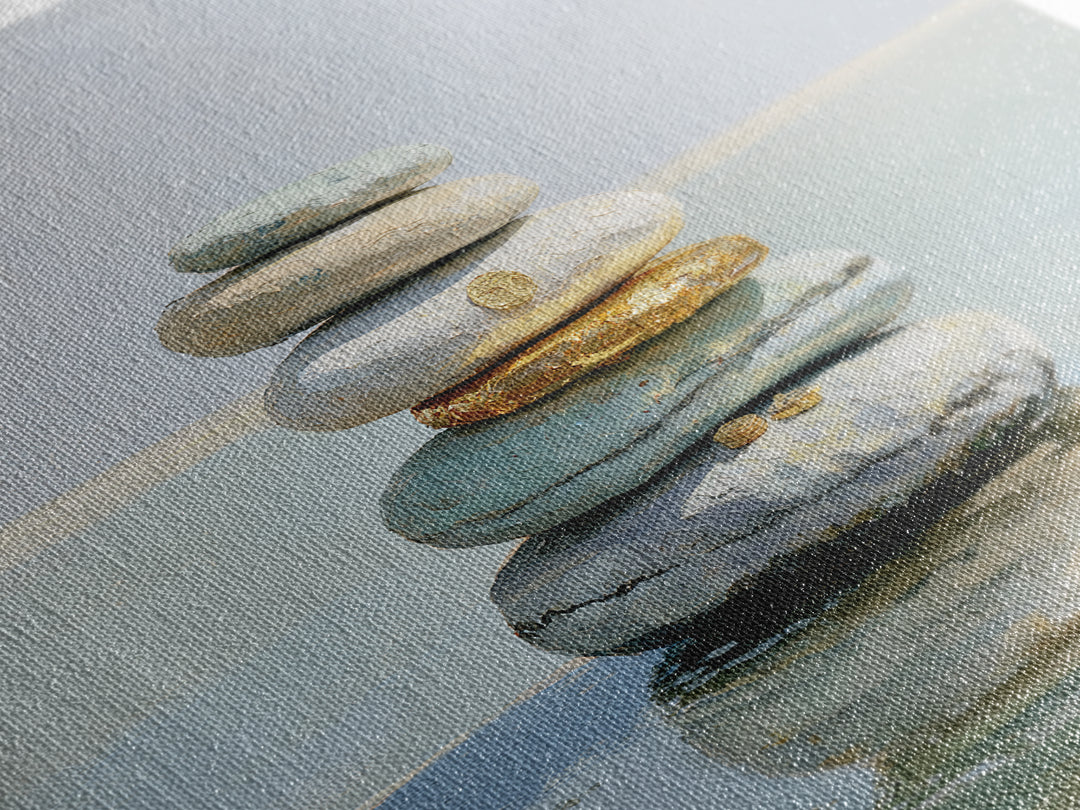 Stacked Stones Beside Calm Water Canvas Print, Spa Art, Black Woman Art, Spa Decor, Oil Painting, Serenity, Modern Home Decor, SPA-1x1-97