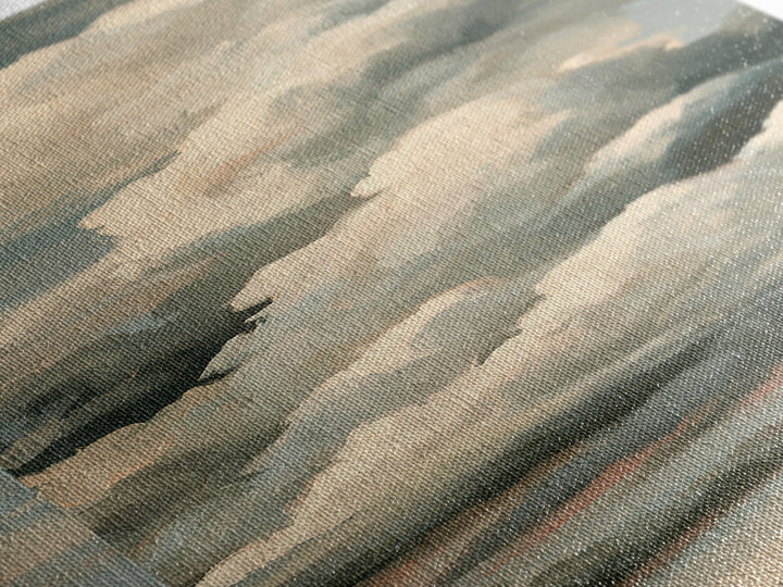 Soft Cloudscape in Cream and Sage Canvas Print, Spa Art, Wildlife Wall Art, Spa Decor, Watercolor Art, Serenity, SPA-1x3-1