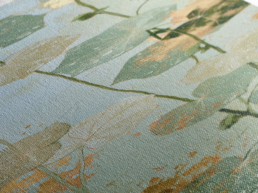 Rain on Leaves Canvas Print, Spa Art, Esthetician Decor, Spa Decor, Fine Art, Serenity, Room Decor, Textured Painting, SPA-1x3-100