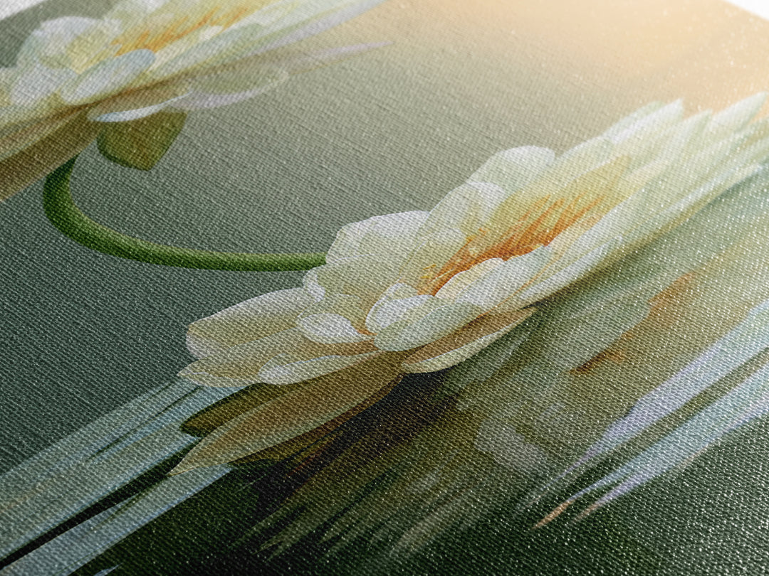 Lotus Flower Floating on Still Pond Canvas Print, Spa Art, Home Decor, Spa Decor, Serenity, Dog Wall Art, Abstract Print, SPA-1x3-16