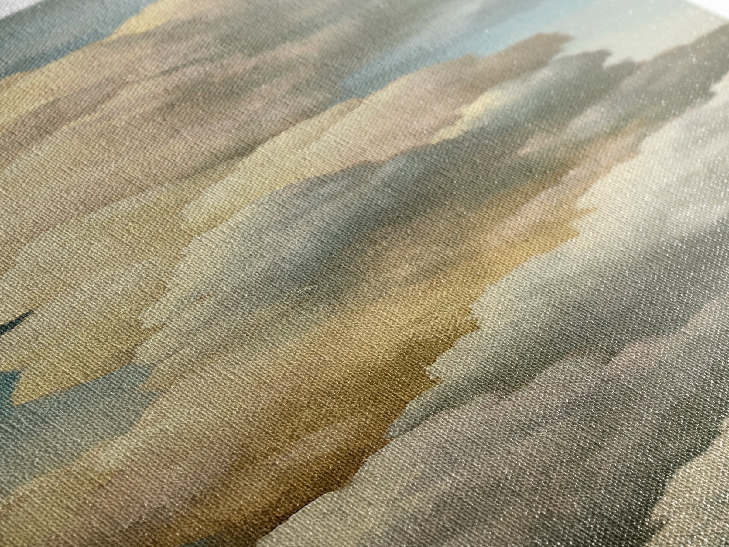 Soft Cloudscape in Cream and Sage Canvas Print, Spa Art, Travel Poster, Spa Decor, Fine Art, Serenity, Salon Decor, City Art, SPA-1x3-25