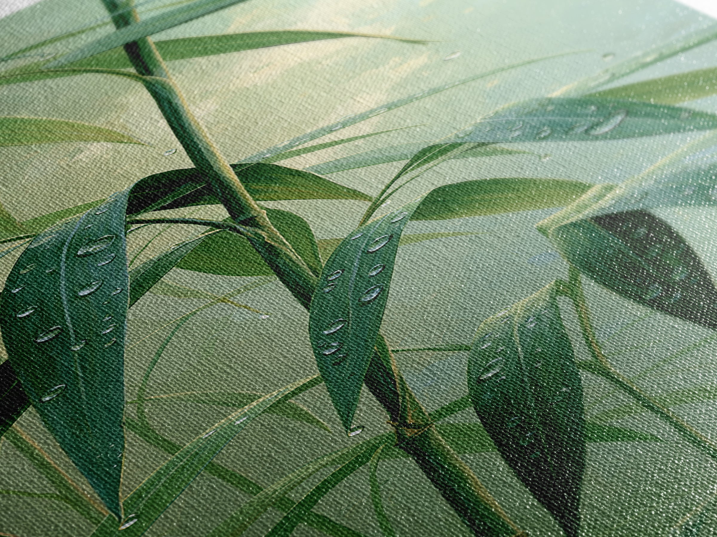 Rain on Leaves Canvas Print, Spa Art, Printable Wall Art, Spa Decor, Serenity, Feminine Wall Art, Fine Art Photography, SPA-1x3-28