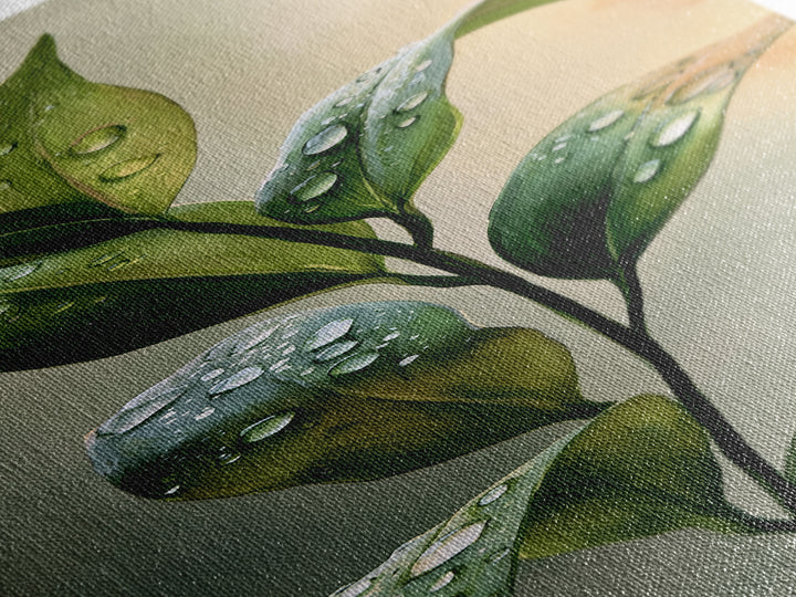 Rain on Leaves Framed Canvas Print, Spa Art, Dog Groomer Gifts, Spa Decor, Oil Painting, Serenity, Fine Art Print, SPA-1x3-76