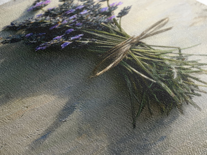 Lavender Bundle with Soft Shadow Framed Canvas Print, Spa Art, Boho Decor, Spa Decor, Oil Painting, Serenity, Printable Art, SPA-1x3-91