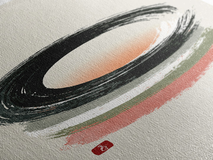 Minimal Zen Circle Brushstroke Framed Canvas Print, Spa Art, Teen Girl Room Decor, Spa Decor, Fine Art, Serenity, Luxury Decor, SPA-1x3-92