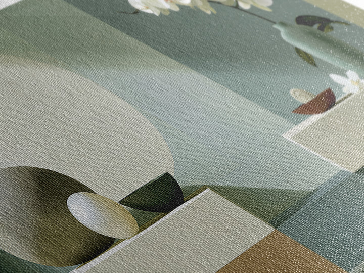 Sage and Ivory Geometric Calm Composition Canvas Print, Spa Art, Wall Art Print, Spa Decor, Abstract Art, Serenity, Animal Art, SPA-2x1-17