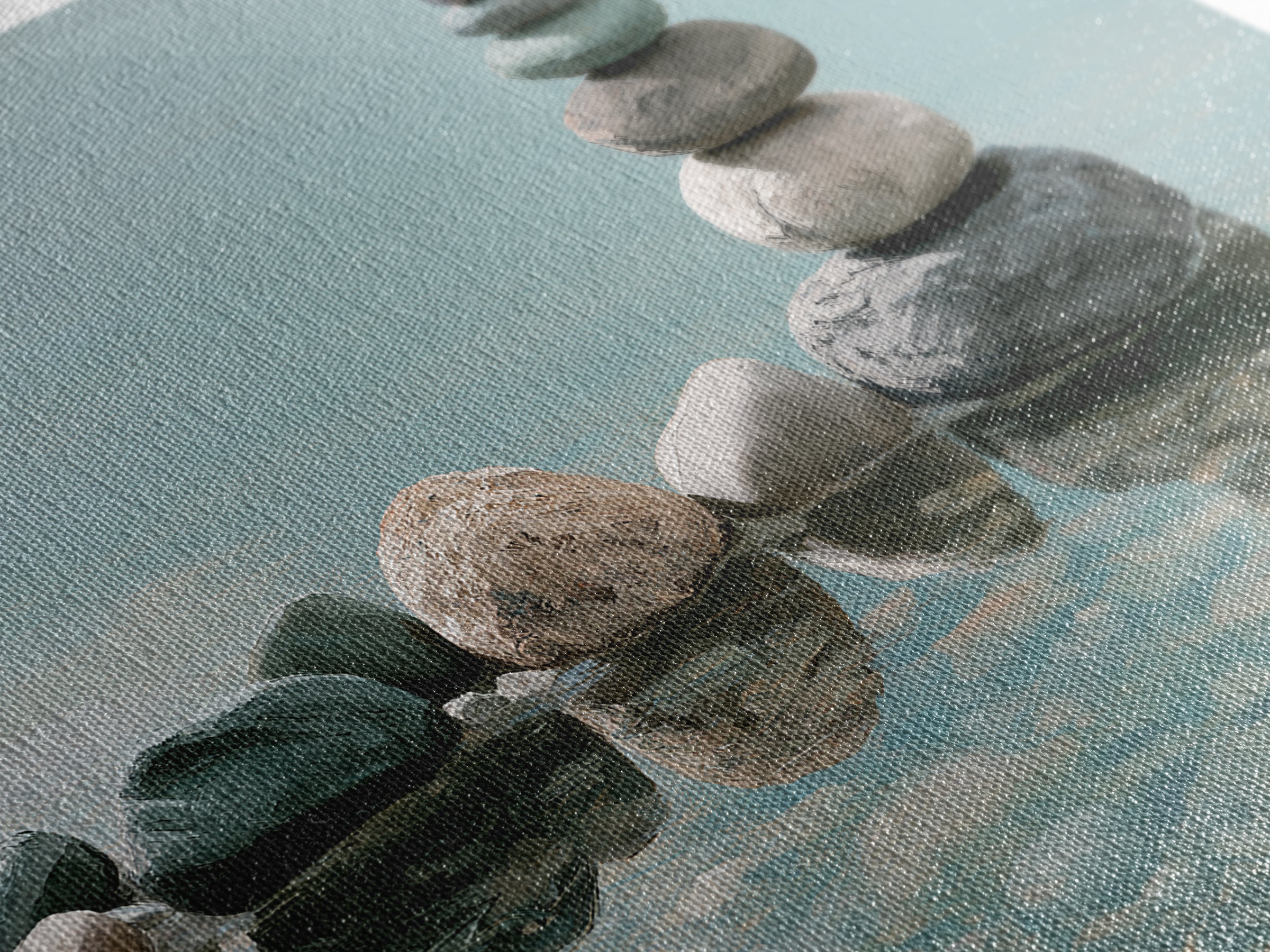 Stacked Stones Beside Calm Water Canvas Print, Spa Art, Black Woman Art, Spa Decor, Oil Painting, Serenity, Modern Home Decor, SPA-2x1-21