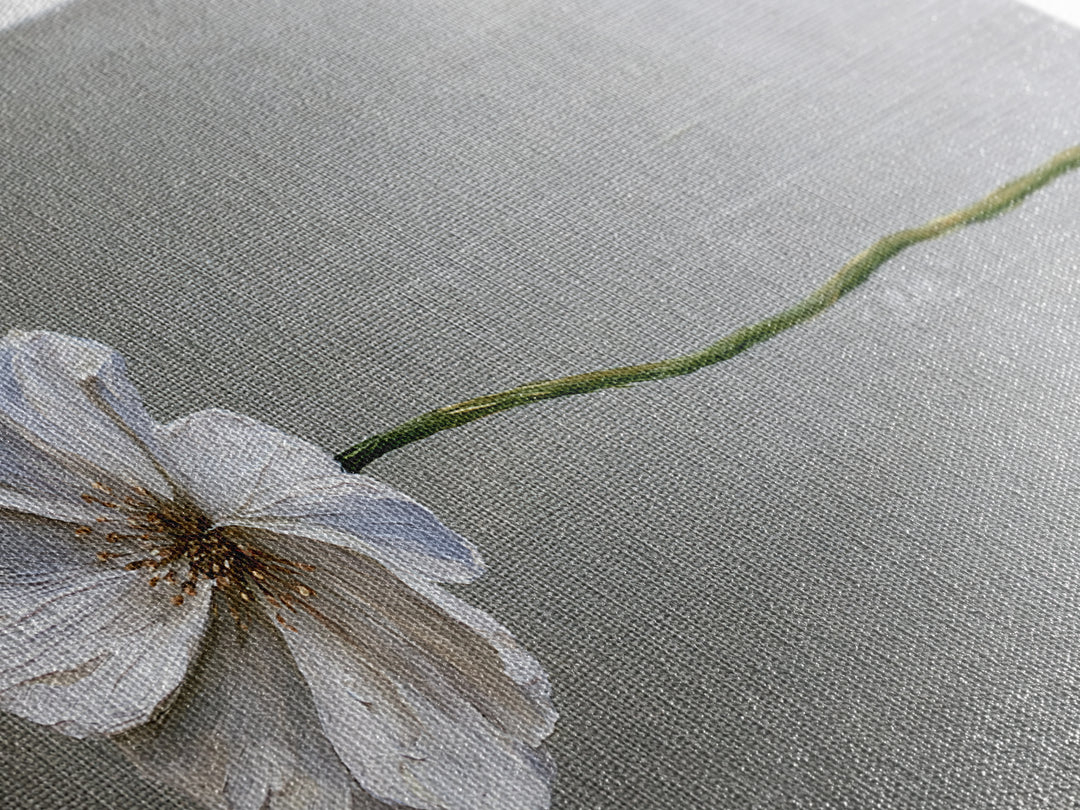 Single White Flower on Linen Ground Framed Canvas Print, Spa Art, Printable Art, Spa Decor, Watercolor Art, Serenity, SPA-2x1-37