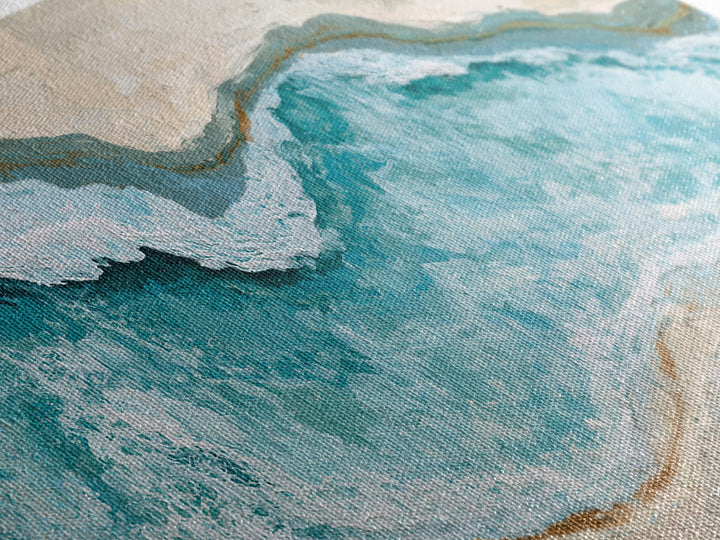 Blue Lagoon Water Seen from Above Framed Canvas Print, Spa Art, Art, Spa Decor, Serenity, Abstract Print, Minimalist Art, SPA-2x1-40