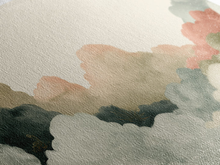 Soft Cloudscape in Cream and Sage Canvas Print, Spa Art, Travel Poster, Spa Decor, Fine Art, Serenity, Salon Decor, City Art, SPA-2x1-57