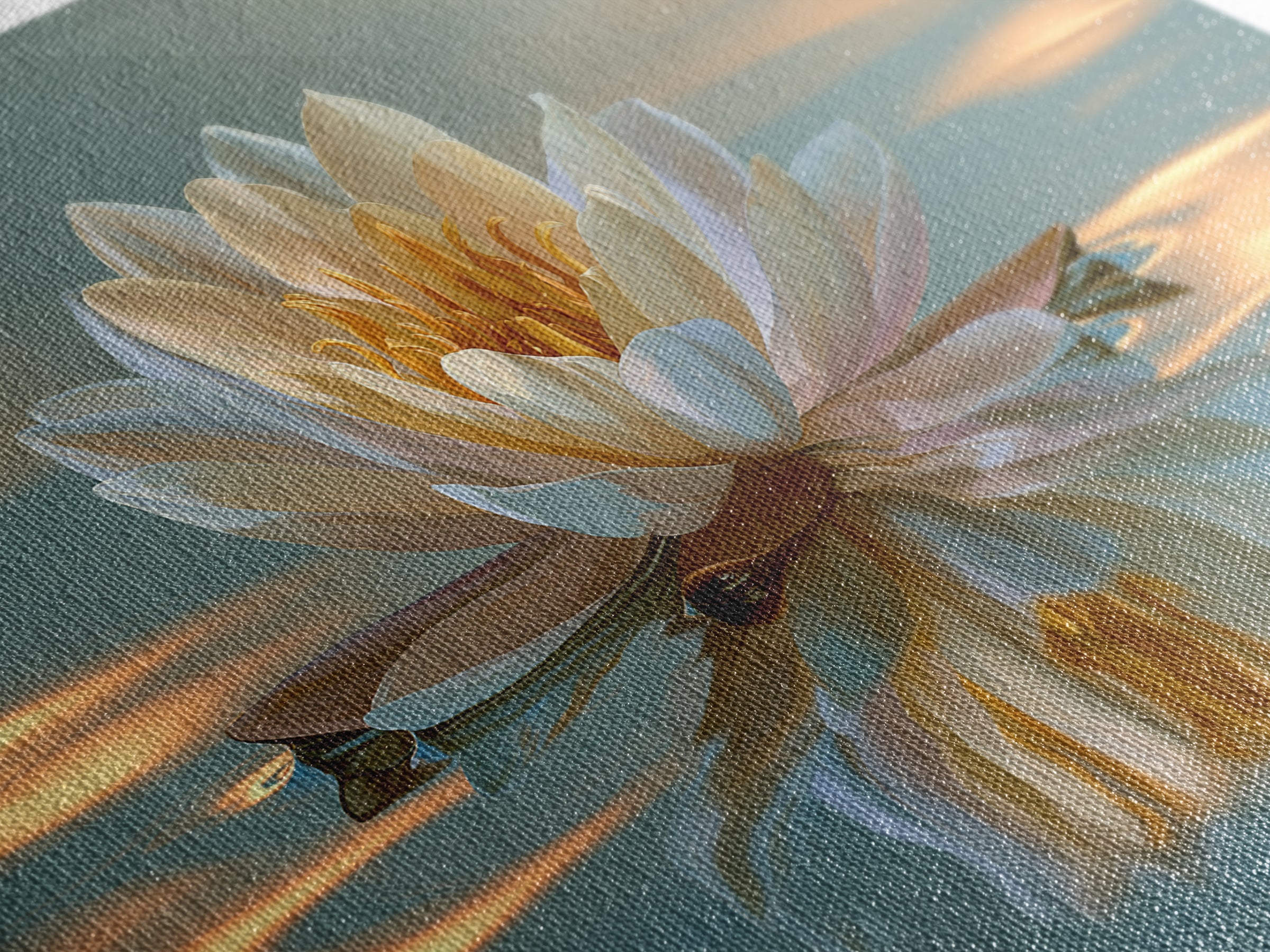 Lotus Flower Floating on Still Pond Framed Canvas Print, Spa Art, Travel Poster, Spa Decor, Watercolor Art, Serenity, SPA-2x1-72