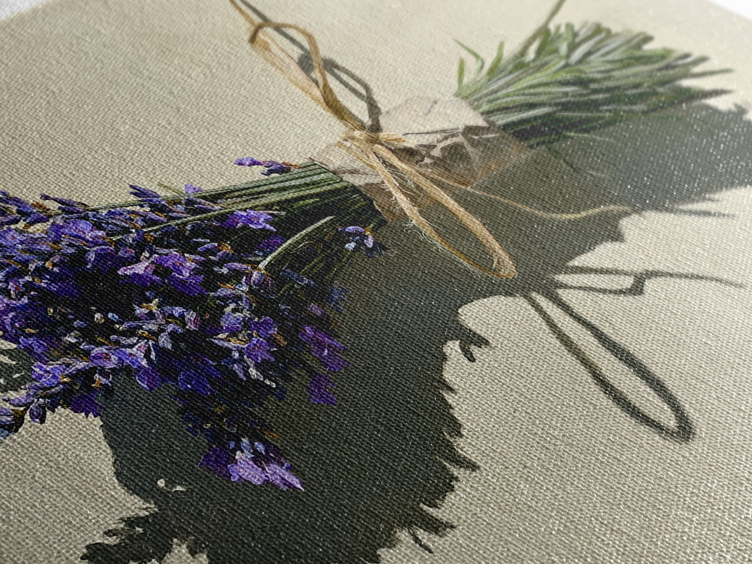 Lavender Bundle with Soft Shadow Framed Canvas Print, Spa Art, Art Print, Spa Decor, Fine Art, Serenity, Botanical Art, SPA-2x1-75