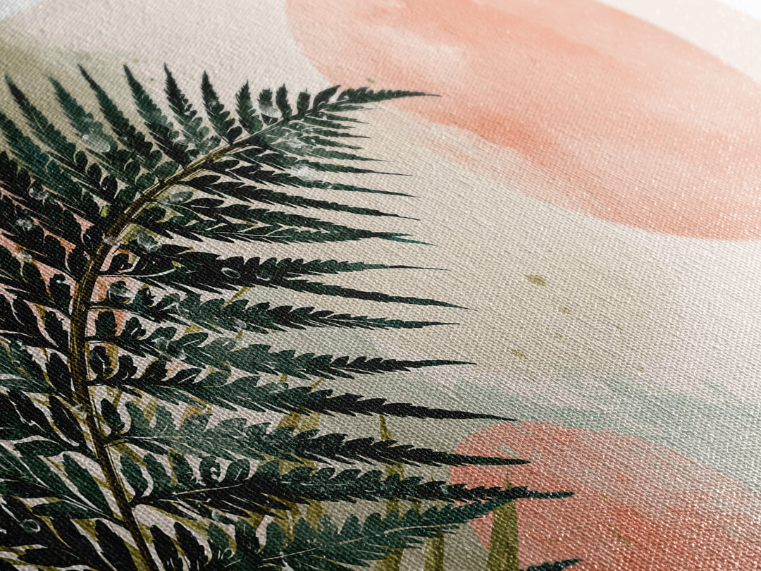 Fern Leaf Closeup Framed Canvas Print, Spa Art, Tarot Card Art, Spa Decor, Watercolor Art, Serenity, Textured Painting, SPA-2x1-79