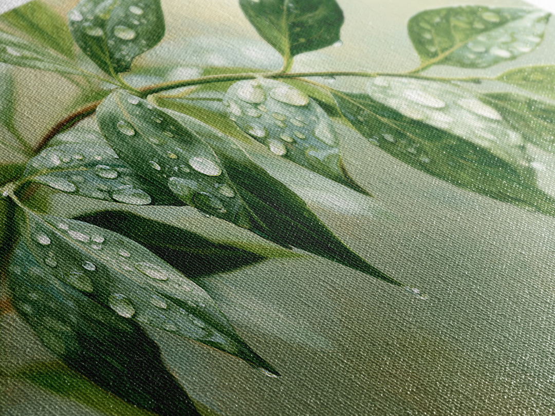 Rain on Leaves Framed Canvas Print, Spa Art, Animal Art, Spa Decor, Fine Art, Serenity, Gallery Decor, Neutral Decor, SPA-2x1-84
