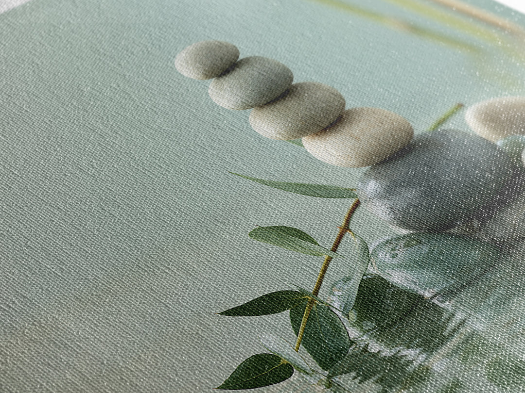 Stacked Stones Beside Calm Water Canvas Print, Spa Art, Animal Art, Spa Decor, Fine Art, Serenity, Gallery Decor, Neutral Decor, SPA-2x1-93