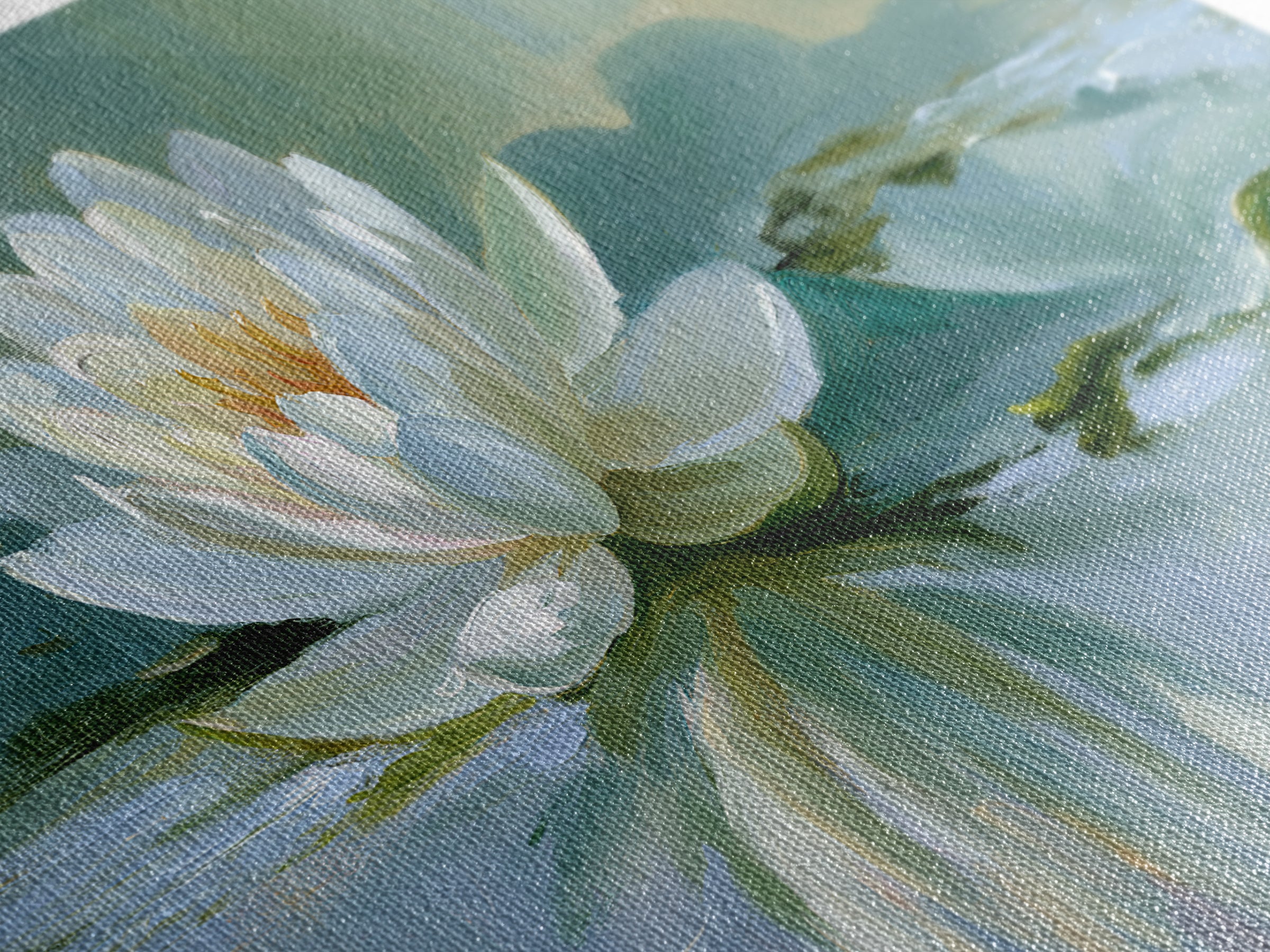 Lotus Flower Floating on Still Pond Framed Canvas Print, Spa Art, Dog Groomer Gifts, Spa Decor, Serenity, Fine Art Print, SPA-2x1-96