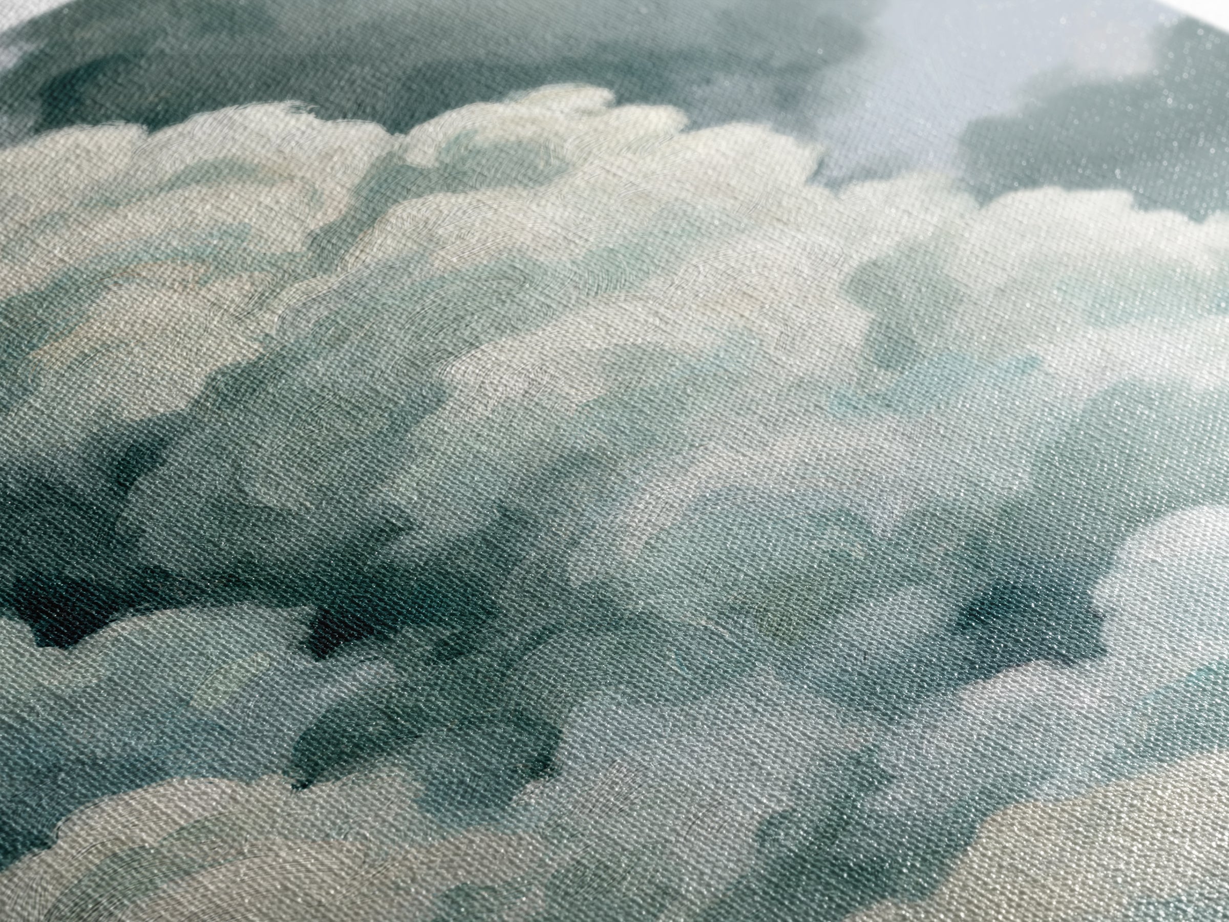 Soft Cloudscape in Cream and Sage Framed Canvas Print, Spa Art, Black Woman Art, Spa Decor, Oil Painting, Serenity, SPA-2x3-21